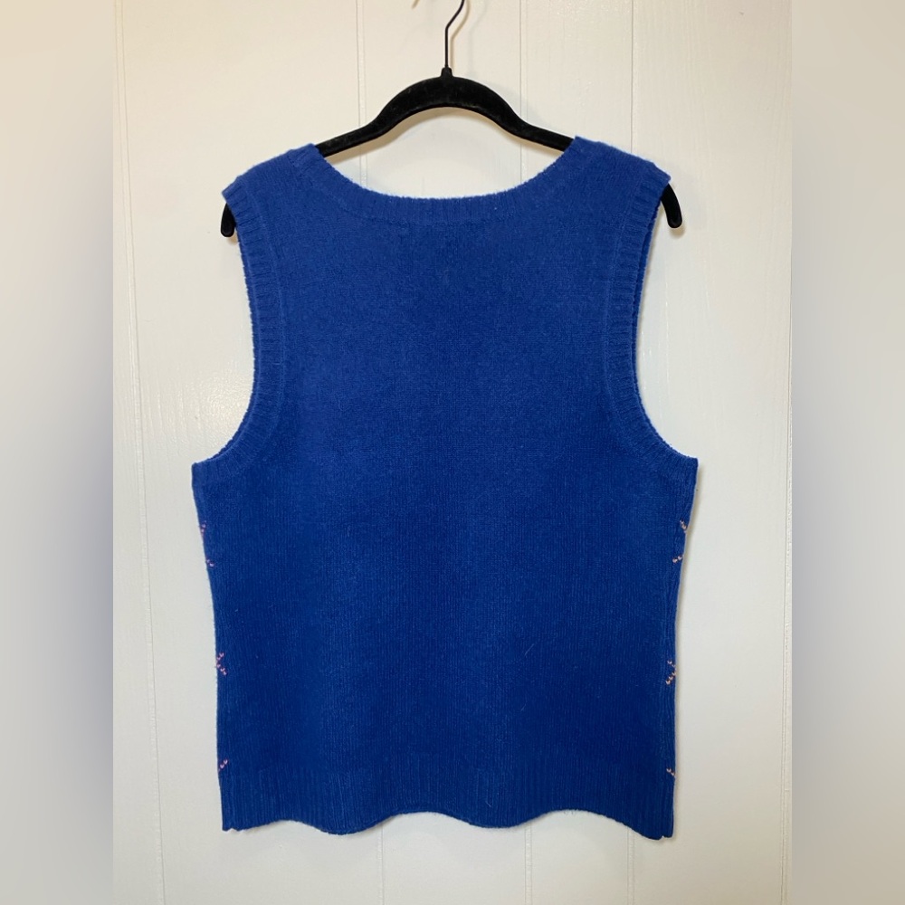Vineyard Vines Shepherd & Ian 100% Lambswool Blue and Green Argyle Knit Vest - Picture 4 of 8